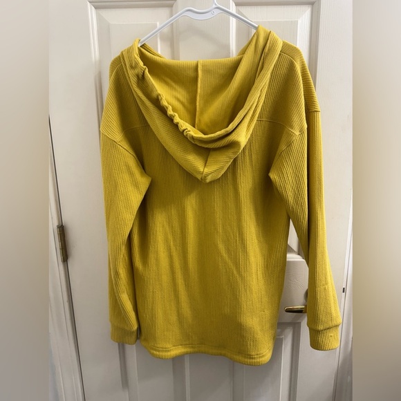 Time and Tru Mustard Yellow ribbed tunic Hoodie Sweatshirt - Picture 8 of 9